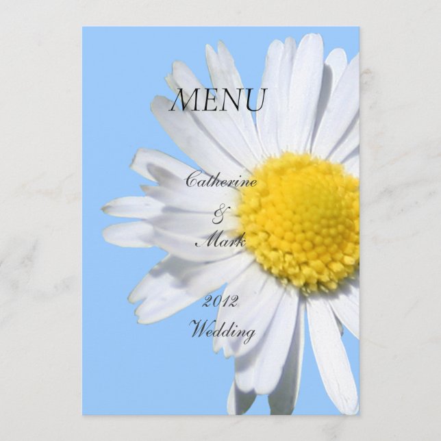 Carte de menu de dîner, fleur de marguerite (Devant)