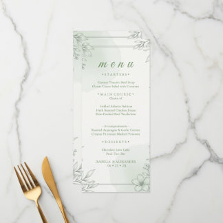Carte de menu de dîner floral en ligne artistique