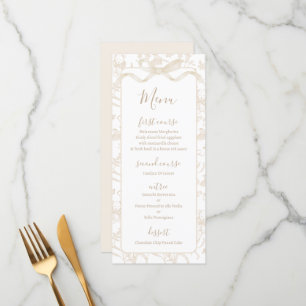 Carte de menu de fête de bébé neutre Toile de jouy