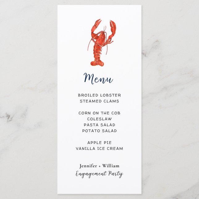 Carte de menu de fête de fruits de mer au homard (Devant)