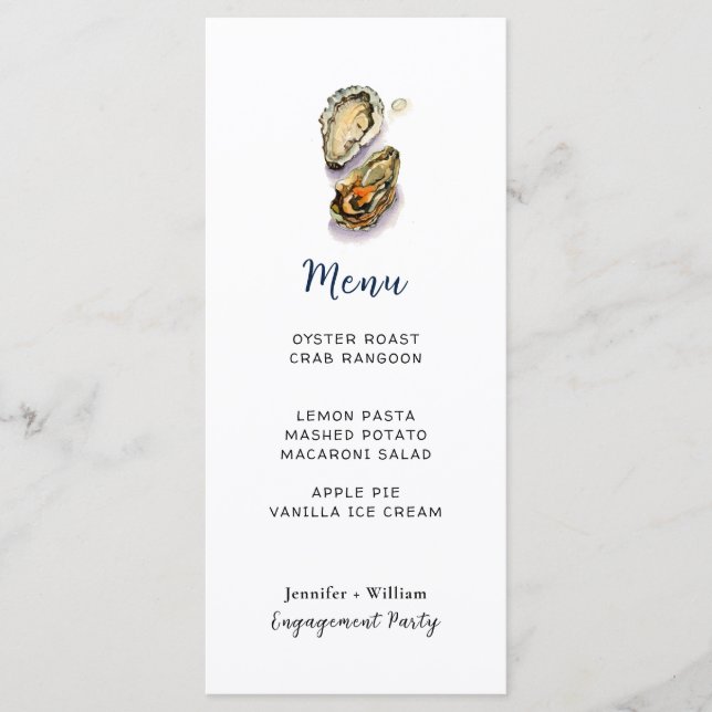 Carte de menu de fête de fruits de mer aux huîtres (Devant)