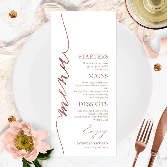 Carte de menu de mariage 4x9 écriture élégante pou (Créateur téléchargé)