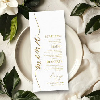Carte de menu de mariage 4x9 écriture élégante pou