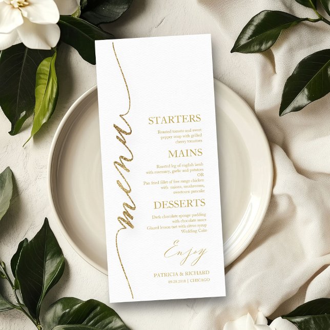 Carte de menu de mariage 4x9 écriture élégante pou (Créateur téléchargé)