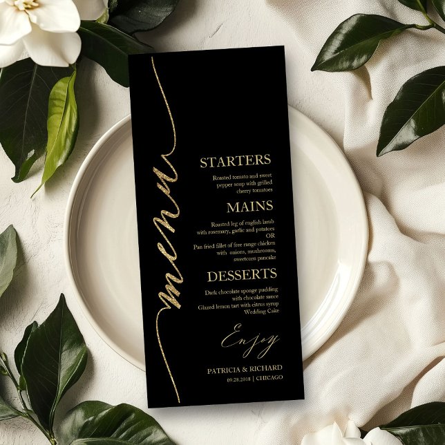 Carte de menu de mariage 4x9 écriture élégante pou (Créateur téléchargé)