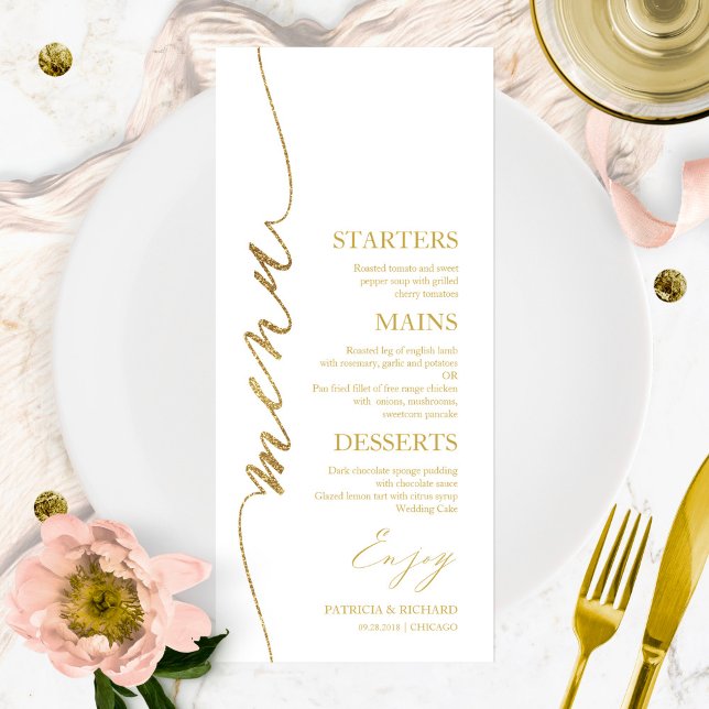 Carte de menu de mariage 4x9 pour assiette et reme (Créateur téléchargé)
