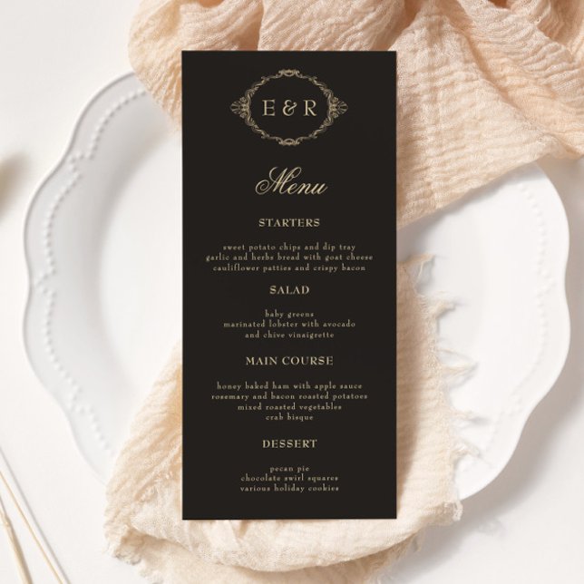 Carte de menu de mariage à cadre baroque orné roma (Créateur téléchargé)