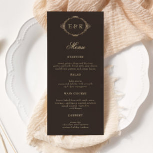 Carte de menu de mariage à cadre baroque orné roma