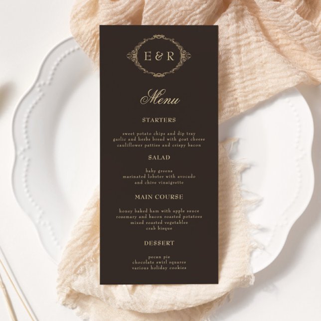 Carte de menu de mariage à cadre baroque orné roma (Créateur téléchargé)