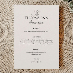 Carte de Menu de Mariage à l'ancienne de l'Ère Vic