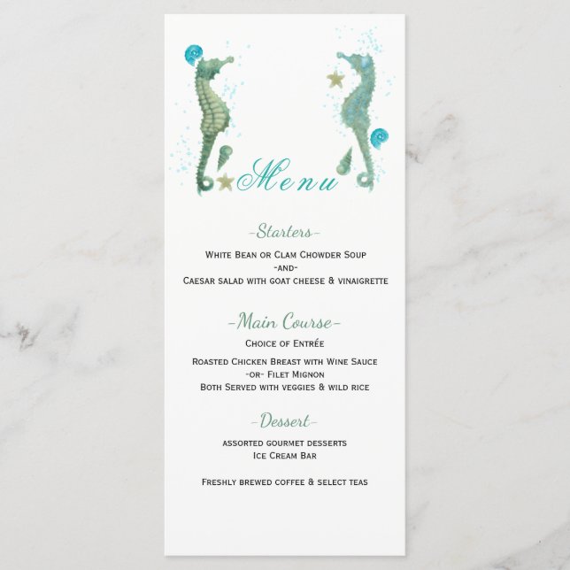 Carte de menu de mariage à l'aquarelle avec deux h (Devant)