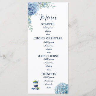 Carte de menu de mariage à l'aquarelle avec hydran