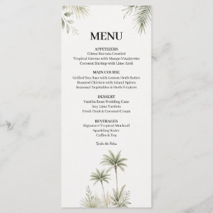 Carte de menu de mariage à l'aquarelle avec palmie