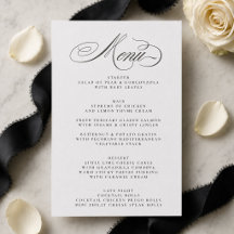 Carte de menu de mariage à l'impression typographi