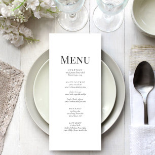 Carte de menu de mariage à monogramme minimaliste