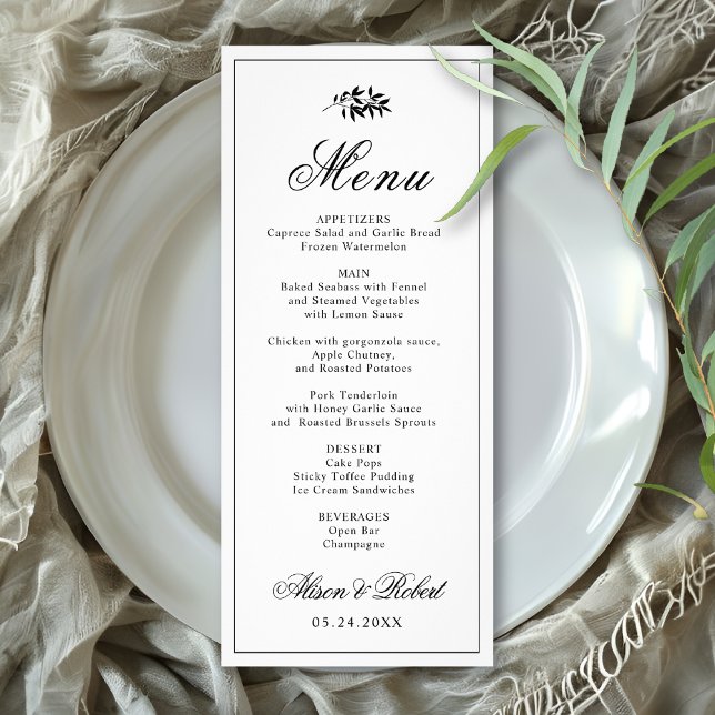 Carte de menu de mariage Argenté et branché Old Mo (Créateur téléchargé)