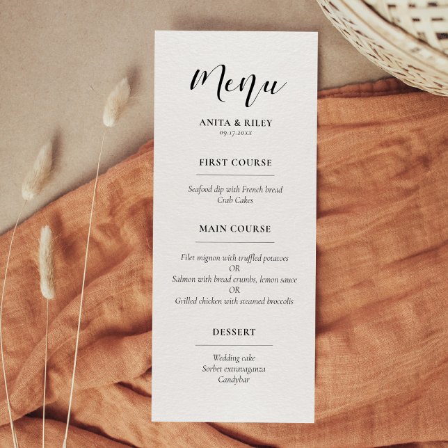 Carte de menu de mariage au design élégant (Créateur téléchargé)