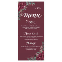 Carte de menu de mariage au eucalyptus et rose de