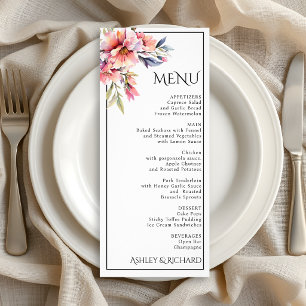 Carte de menu de mariage aux fleurs de rhododendro
