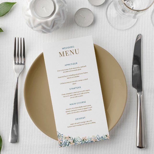 Carte de menu de mariage aux fleurs sauvages moder (Créateur téléchargé)