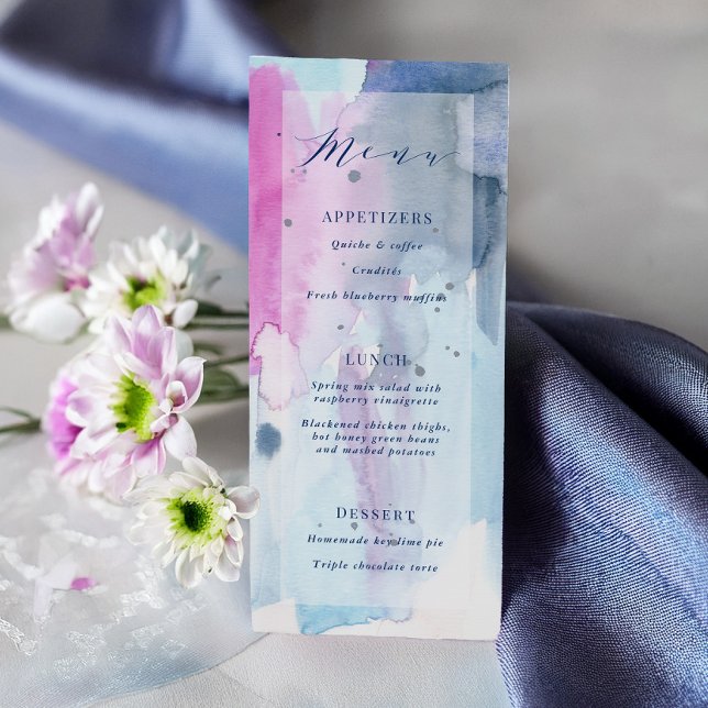 Carte de menu de mariage avec aquarelle printanièr (Créateur téléchargé)