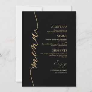 Carte de menu de mariage avec écriture fantaisie p
