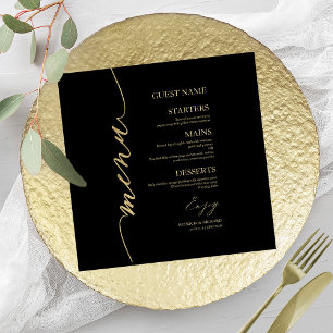 Carte de menu de mariage avec écriture fantaisie p