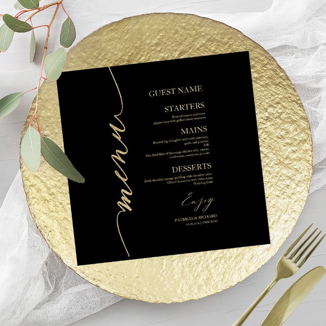 Carte de menu de mariage avec écriture fantaisie p (Créateur téléchargé)