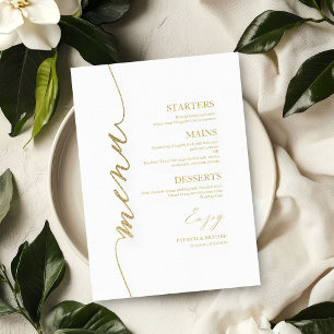 Carte de menu de mariage avec écriture fantaisie p