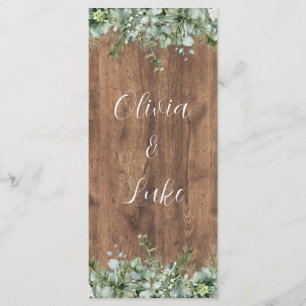 Carte de Menu de Mariage avec Eucalyptus   Rustiqu