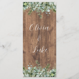 Carte de Menu de Mariage avec Eucalyptus | Rustiqu