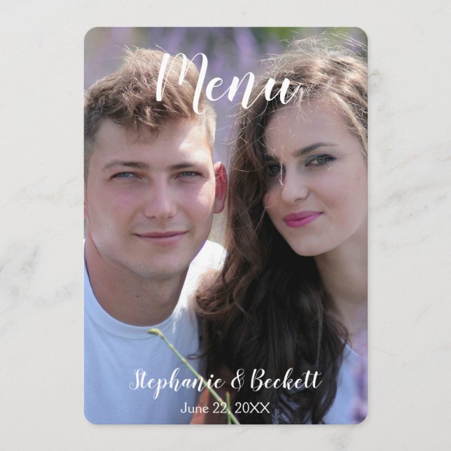 Carte de Menu de Mariage avec Photo (Devant)