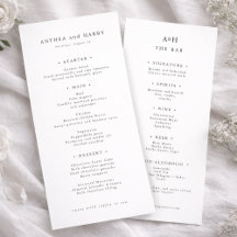 Carte de menu de mariage avec sérif moderne pour d