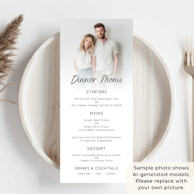 Carte de menu de mariage avec superposition de pho (Créateur téléchargé)