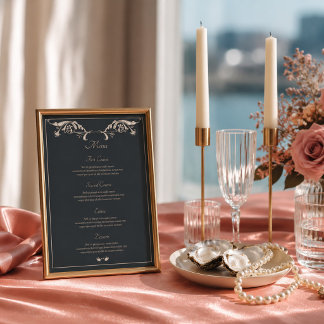Carte de menu de mariage baroque de luxe