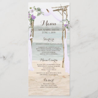 Carte de menu de mariage Beach Arbor Lavender