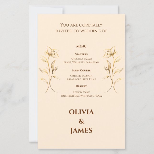Carte de menu de mariage bohème en terre cuite (Devant)
