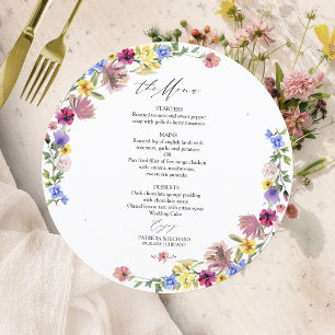 Carte de menu de mariage Bohème Fleur de champ