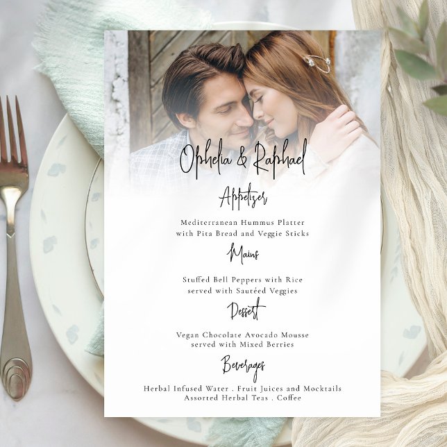 Carte de menu de mariage bohème script avec superp (Créateur téléchargé)