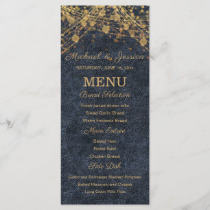 Carte de Menu de Mariage Bokeh avec Guirlande de L