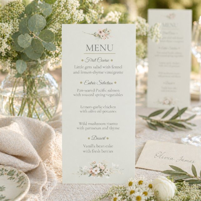 Carte de Menu de Mariage Botanique de Sauge (Créateur téléchargé)