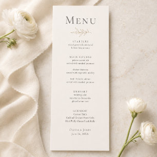 Carte de menu de mariage botanique en ivoire et or