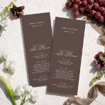 Carte de Menu de Mariage Brun Vieille Fortune<br><div class="desc">Élevez votre réception avec cette carte de menu de mariage marron "Old Money" personnalisée, conçue pour une élégance intemporelle. Parfaite pour les cartes de menu de mariage, les menus de mariage, elle se marie magnifiquement avec les invitations de mariage marron et complète un mariage au thème chocolat marron, un mariage...</div>