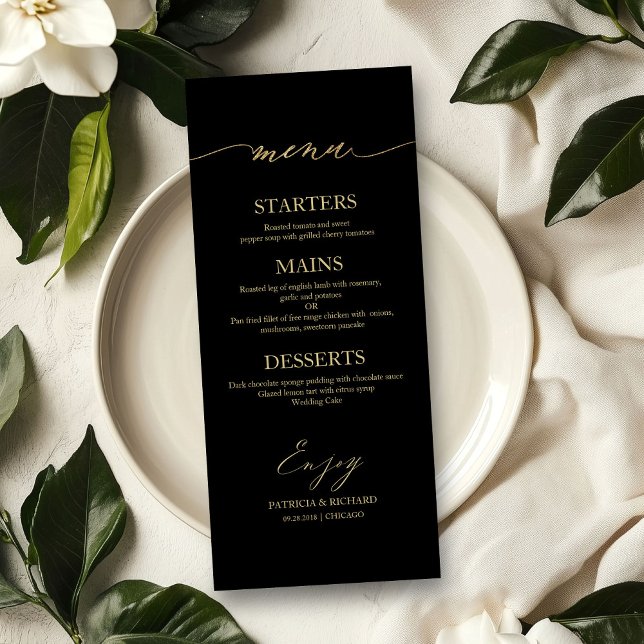 Carte de menu de mariage calligraphiée élégante 4x (Créateur téléchargé)