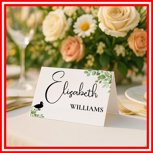 Carte de Menu de Mariage Canard aux Feuilles d'Euc (Créateur téléchargé)