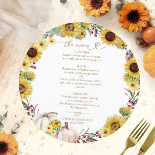 Carte de Menu de Mariage Cercle d'Automne Citrouil