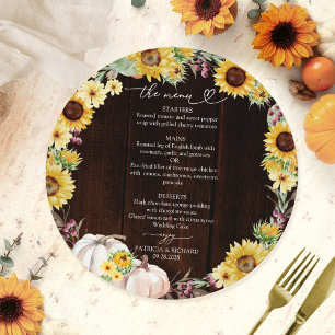 Carte de Menu de Mariage Cercle Tournesol Citrouil