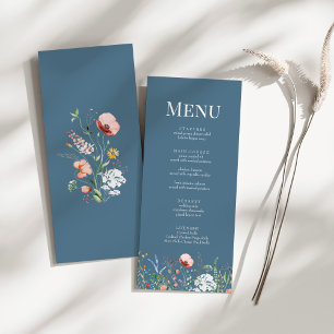 Carte de Menu de Mariage Champ de Fleurs Sauvages 
