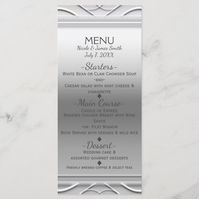 Carte de menu de mariage chic élégant simple en ar (Devant)