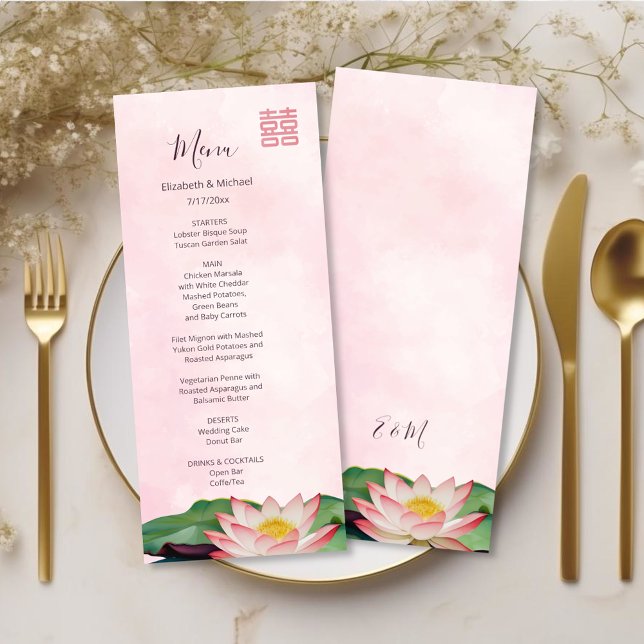 Carte de menu de mariage chinois à l'aquarelle Lot (Créateur téléchargé)